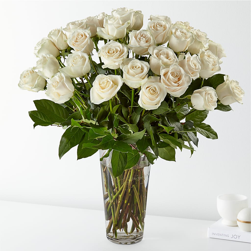 Long Stem White Rose Bouquet – Downtown Florist And Tea, Doerun GA