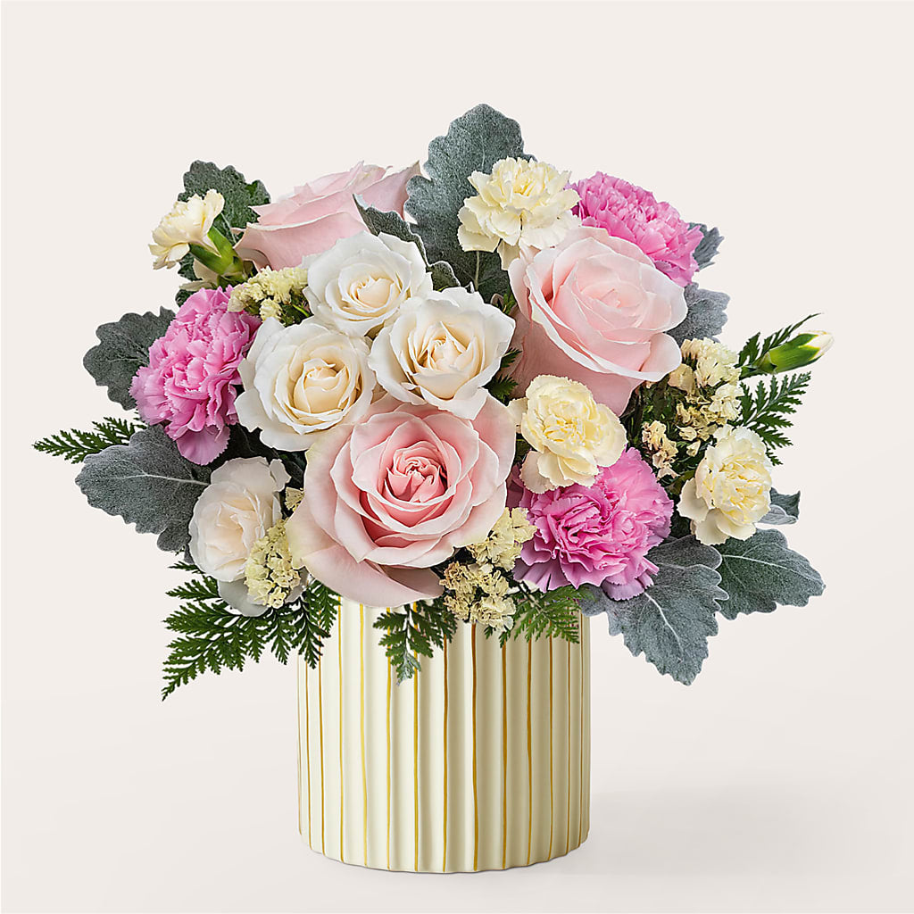 Blissful Moments Bouquet with Ivory Vase – Downtown Florist And Tea, Doerun GA