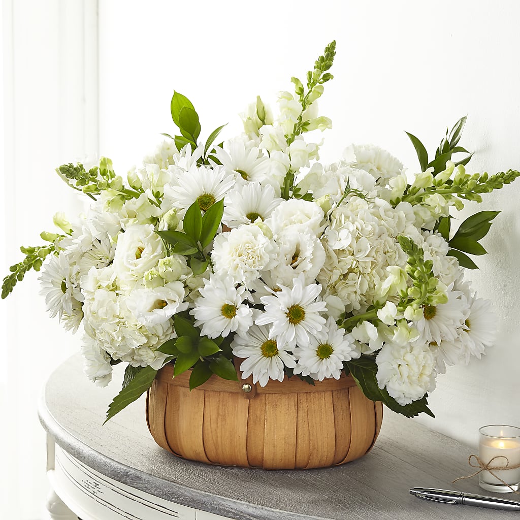 Pure Ivory Basket – Downtown Florist And Tea, Doerun GA
