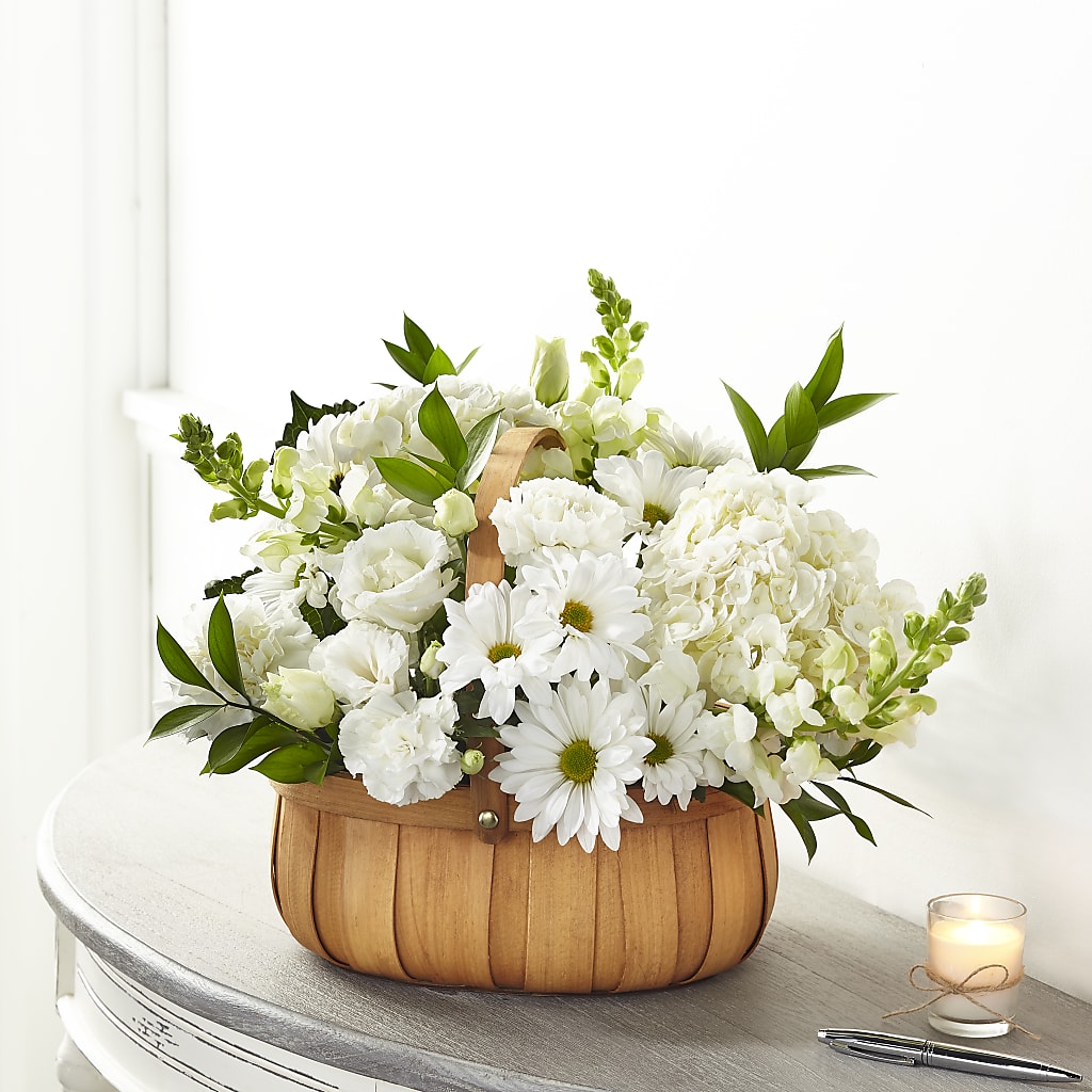 Pure Ivory Basket – Downtown Florist And Tea, Doerun GA