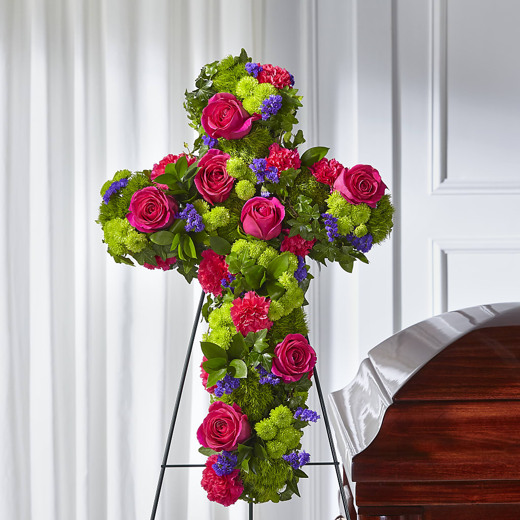Tribute Rose Floral Cross – Downtown Florist And Tea, Doerun GA