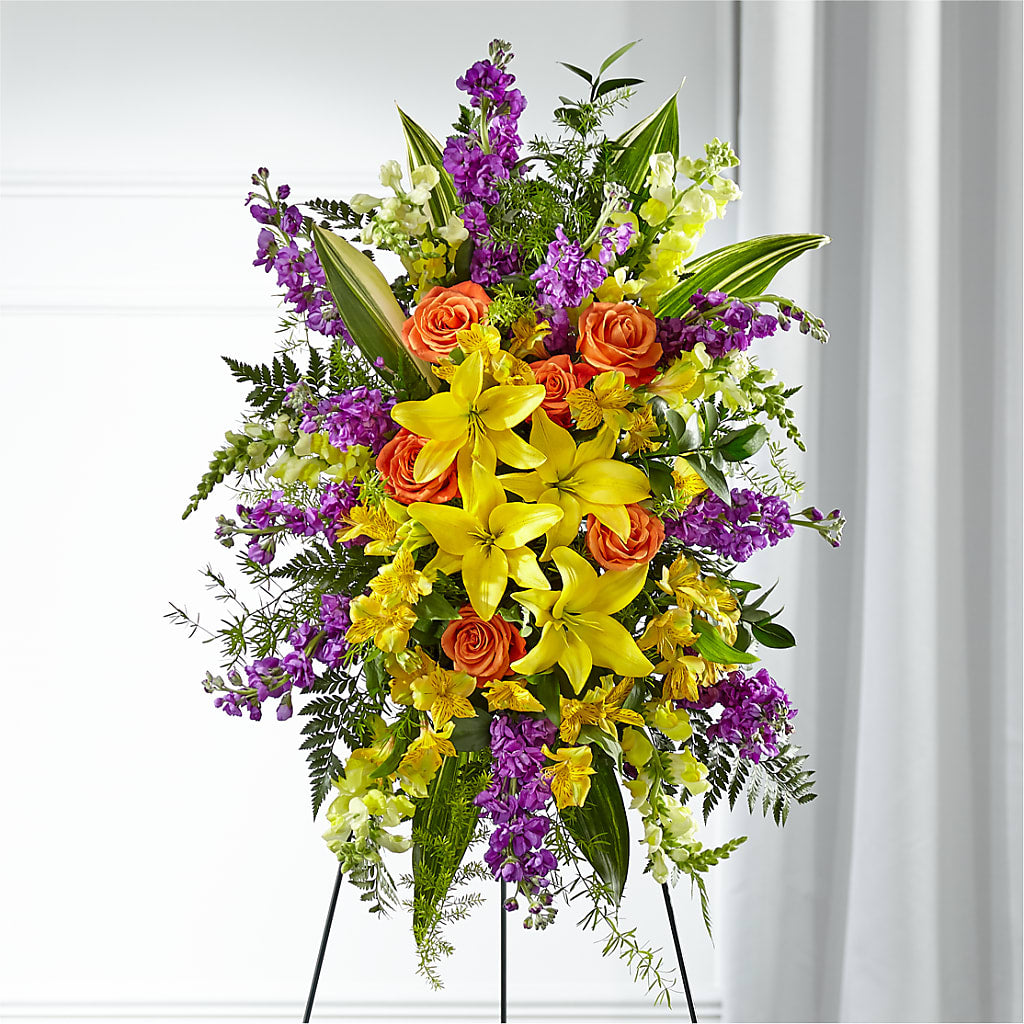 Thoughtful Prayers Standing Spray – Downtown Florist And Tea, Doerun GA