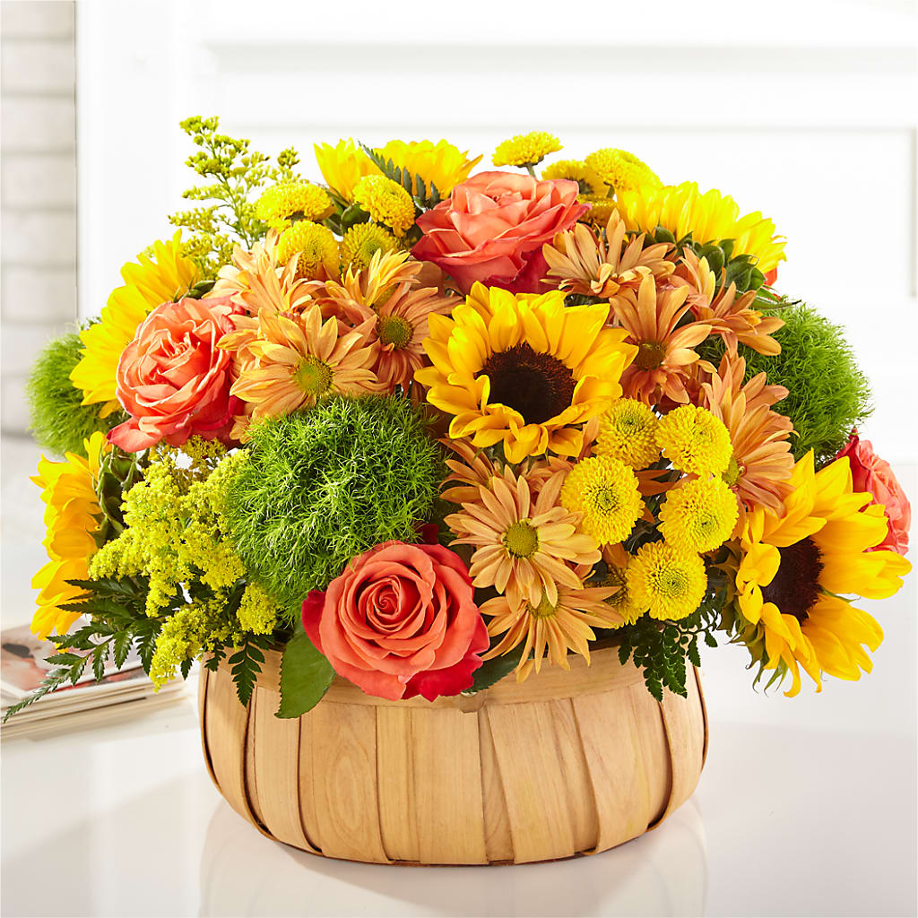 Harvest Sunflower Basket – Downtown Florist And Tea, Doerun GA