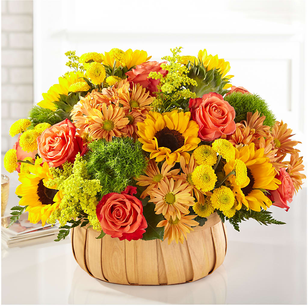 Harvest Sunflower Basket – Downtown Florist And Tea, Doerun GA
