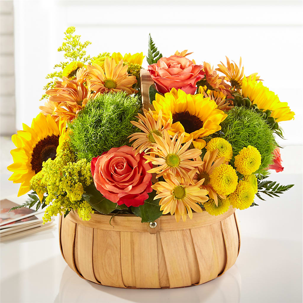 Harvest Sunflower Basket – Downtown Florist And Tea, Doerun GA