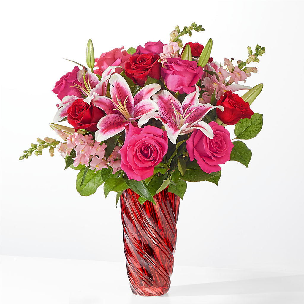 Always You Bouquet with Luxe Swirl Vase – Downtown Florist And Tea, Doerun GA
