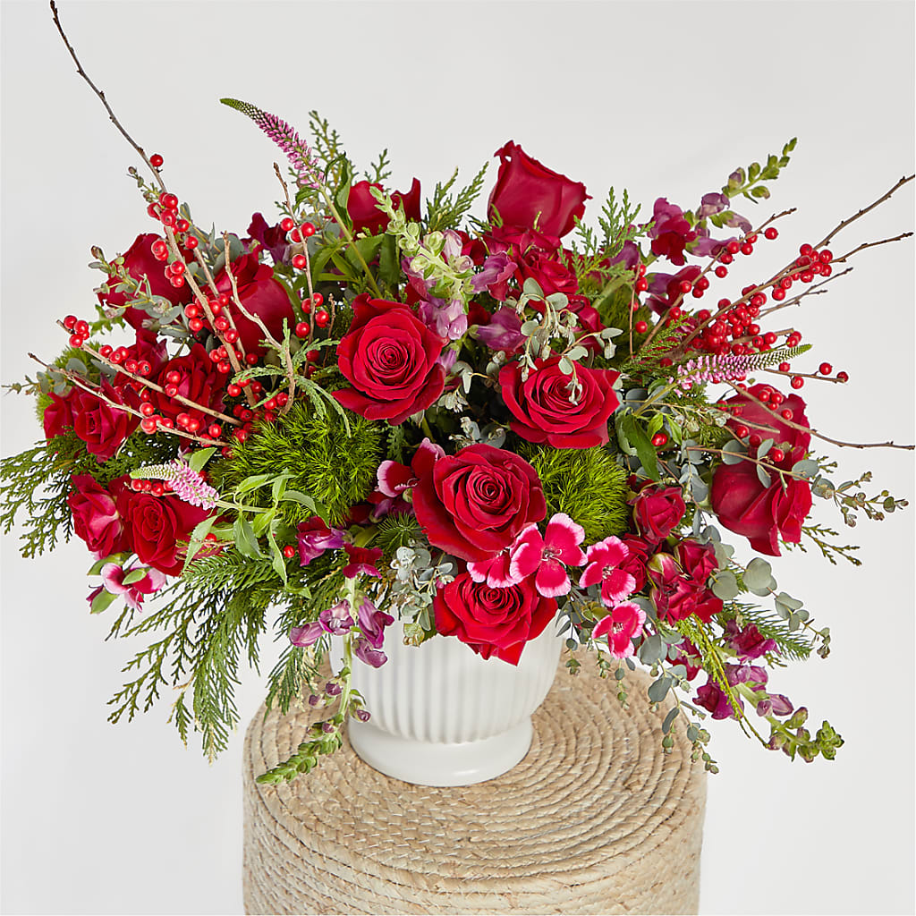 Big Red Bow Bouquet –  Downtown Florist And Tea, Doerun GA