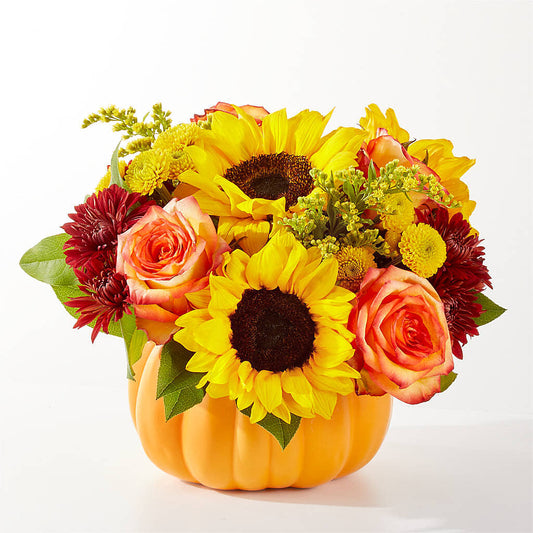 Golden Gourd Pumpkin Bouquet –  Downtown Florist And Tea, Doerun GA