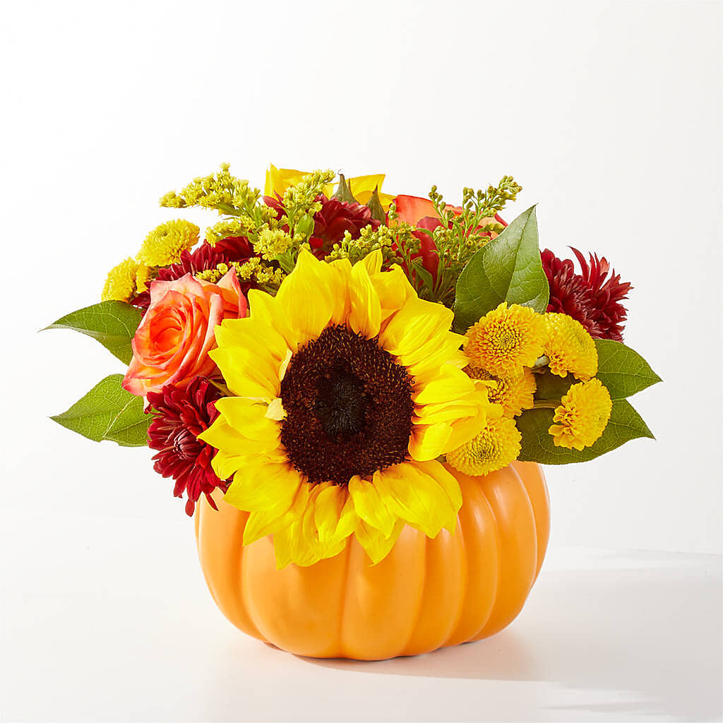 Golden Gourd Pumpkin Bouquet –  Downtown Florist And Tea, Doerun GA