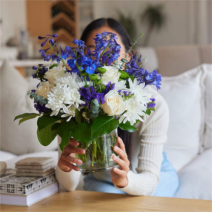 Cerulean Waves Bouquet –  Downtown Florist And Tea, Doerun GA