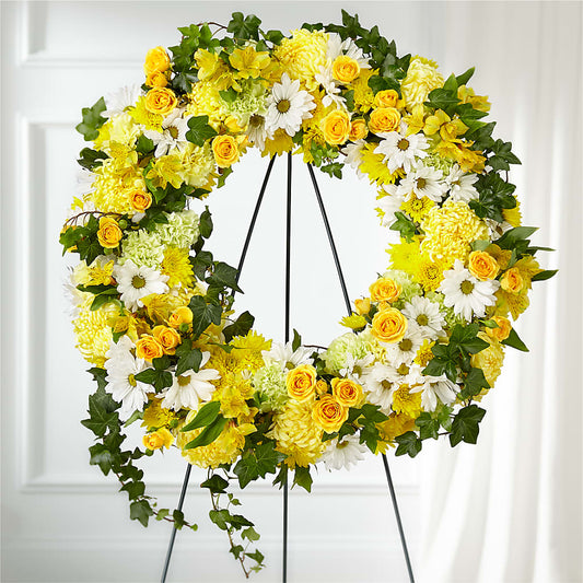 Golden Remembrance Wreath –  Downtown Florist And Tea, Doerun GA
