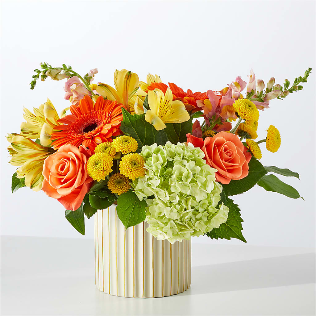 Autumn Sunshine Bouquet with Ivory Vase –  Downtown Florist And Tea, Doerun GA