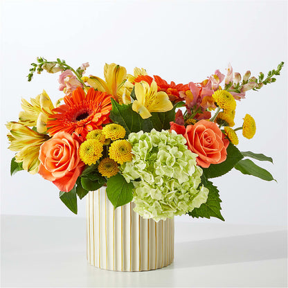 Autumn Sunshine Bouquet with Ivory Vase –  Downtown Florist And Tea, Doerun GA