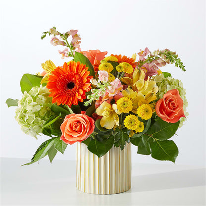 Autumn Sunshine Bouquet with Ivory Vase –  Downtown Florist And Tea, Doerun GA