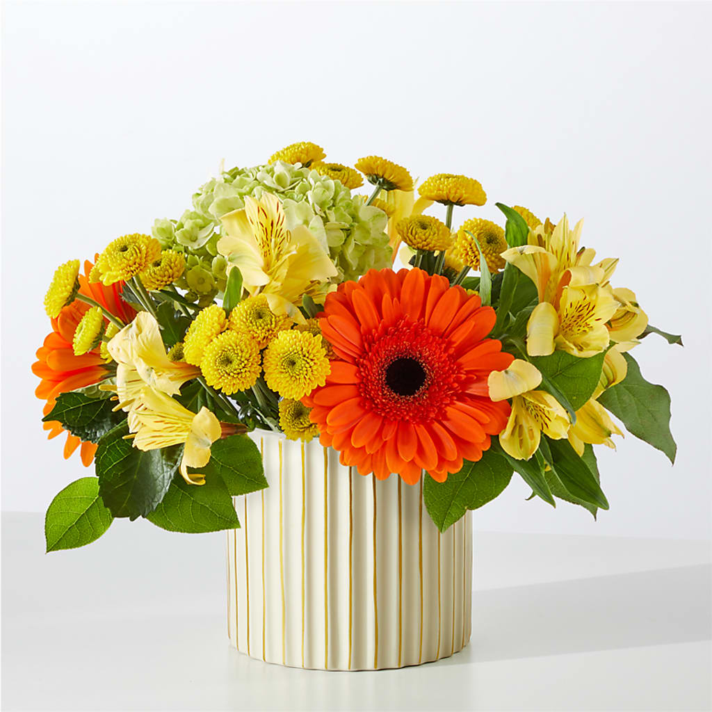Autumn Sunshine Bouquet with Ivory Vase –  Downtown Florist And Tea, Doerun GA