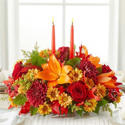 Autumn's Embrace Centerpiece –  Downtown Florist And Tea, Doerun GA